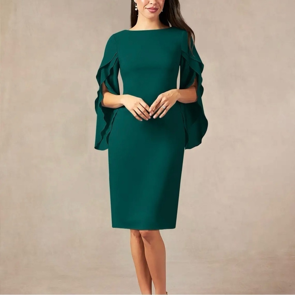 AZAZIE CARTER Stretch Pine Sheath Ruched Stretch Chiffon Dress NWT Women’s Sz 8 - Picture 14 of 16